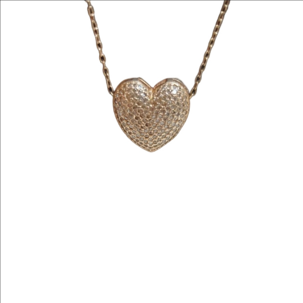 Rose Gold Necklace Rhinestone Heart